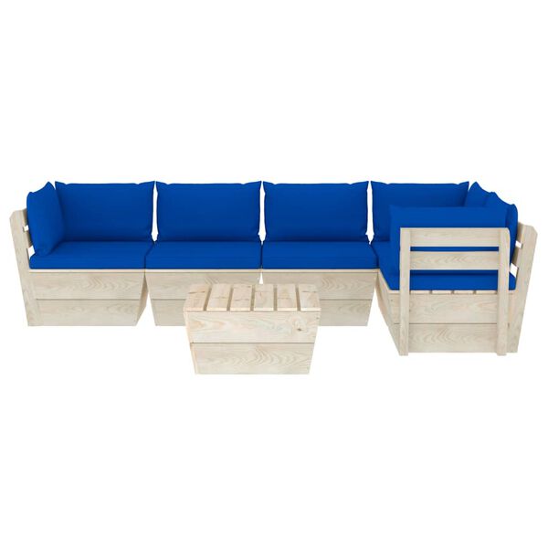 vidaXL 6 pcs conjunto lounge de paletes + almofad&otilde;es madeira de abeto
