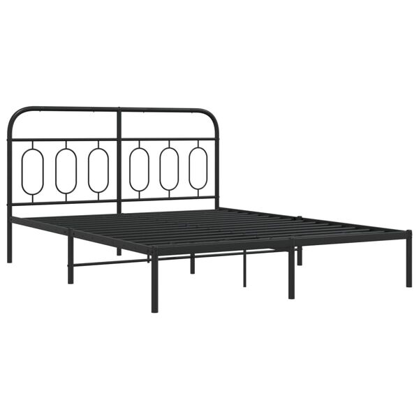 vidaXL Estrutura de cama com cabeceira 135x190 cm metal preto