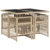 vidaXL 5pcs conj. jantar jardim c/ almofad&otilde;es vime PE bege misturado