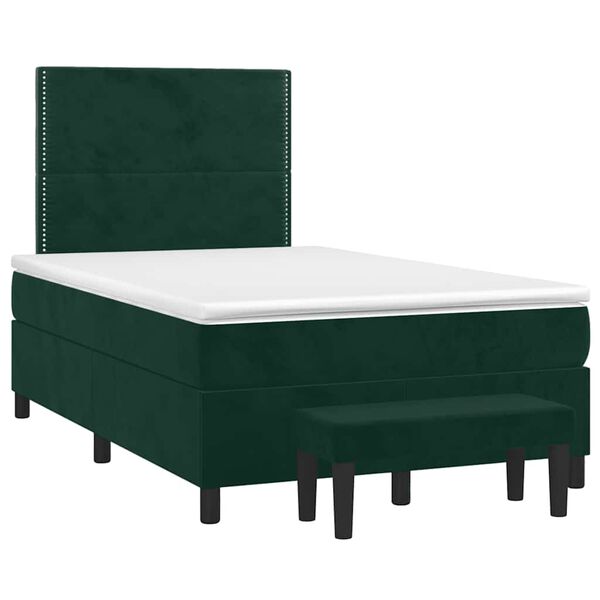 vidaXL Cama boxspring com colch&atilde;o 120x190 cm veludo verde-escuro