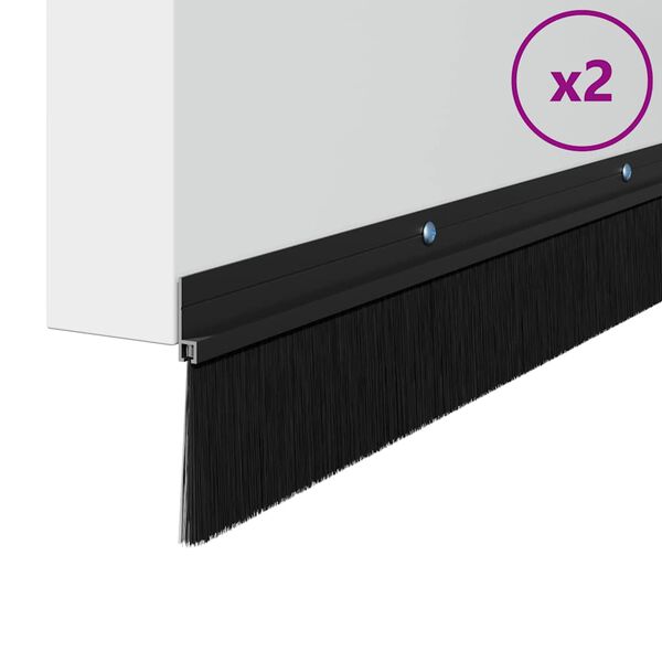 vidaXL Selos de Escovas para Porta com Parafuso 2 pcs Preto 100 cm