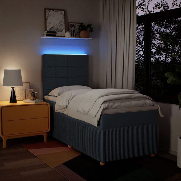 vidaXL Cama com molas/colch&atilde;o 80x200 cm tecido azul