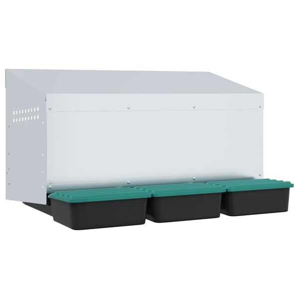 vidaXL Caixa de nidifica&ccedil;&atilde;o para galinhas com 3 compartimentos, montada na parede, em a&ccedil;o galvanizado