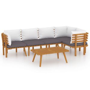 vidaXL 6 pcs conjunto lounge de jardim c/ almofad&otilde;es ac&aacute;cia maci&ccedil;a