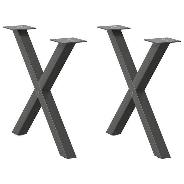 vidaXL P&eacute;s para mesa de centro em formato de X, 2 pe&ccedil;as, antracite, 60x (42-43) cm, a&ccedil;o