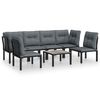 vidaXL 7 pcs conjunto lounge de jardim vime PE preto e cinzento