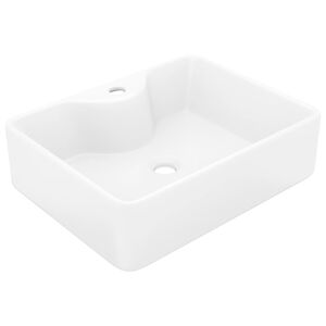 Lavat&oacute;rio cer&acirc;mica redondo com furo para torneira, quadrado,branco