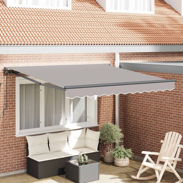 vidaXL Toldo Retr&aacute;til Cinzento-claro 300 x 250 cm Alum&iacute;nio e Tecido