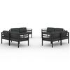 vidaXL 8 pcs conjunto lounge jardim com almofad&otilde;es alum&iacute;nio antracite