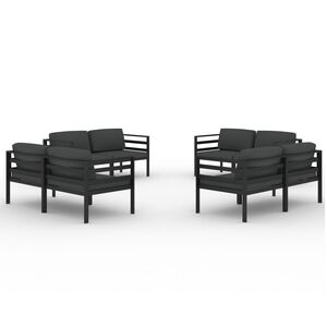 vidaXL 8 pcs conjunto lounge jardim com almofad&otilde;es alum&iacute;nio antracite