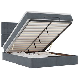 vidaXL Estrutura cama otomana com colch&otilde;es 140x190cm cinzento escuro