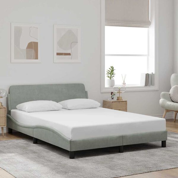 vidaXL Estrutura de cama Dover 120x200 cm veludo cinzento-claro