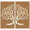 vidaXL Decora&ccedil;&atilde;o muro de jardim 2pcs 105x55cm a&ccedil;o corten design &aacute;rvore