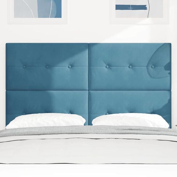 vidaXL Cabeceira com cabeceira Azul Escuro 144 cm Couro Sint&eacute;tico