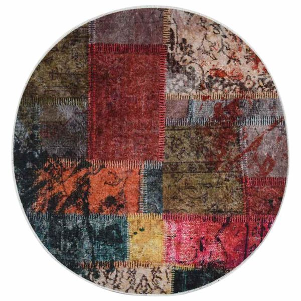 vidaXL Tapete lav&aacute;vel antiderrapante &phi;120 cm patchwork multicor