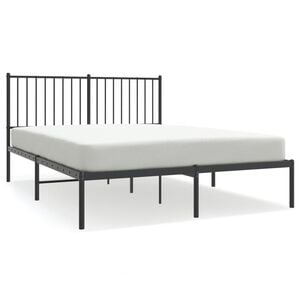 vidaXL Estrutura de cama com cabeceira 140x190 cm metal preto