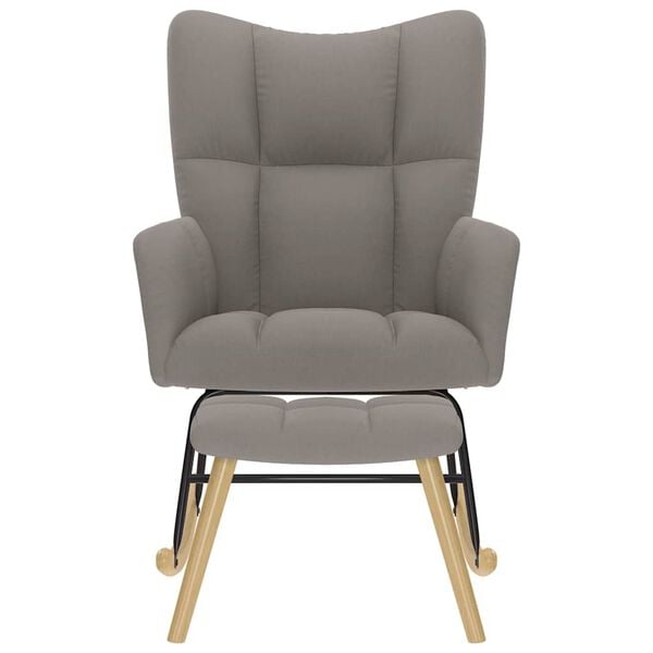 vidaXL Cadeira de baloiço com apoio de pés tecido cinzento-acastanhado