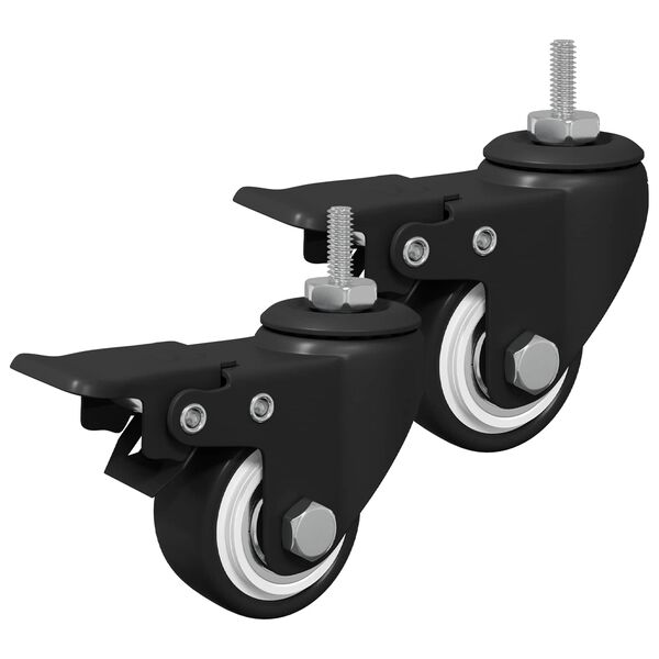 vidaXL Rod&iacute;zios 2 pcs Preto M6 x 37 mm Ferro e Nylon