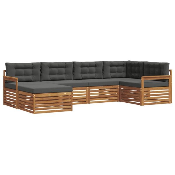 vidaXL Conjunto de Sof&aacute;s para Exterior 6 pcs Natural e Antracite
