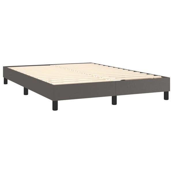 vidaXL Estrutura de cama com molas 140x190 cm couro artificial cinzento
