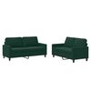 vidaXL 2 pcs conjunto de sof&aacute;s com almofad&otilde;es veludo verde-escuro