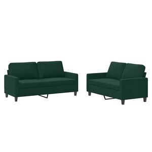 vidaXL 2 pcs conjunto de sof&aacute;s com almofad&otilde;es veludo verde-escuro