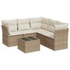 vidaXL 6 pcs conjunto de sof&aacute;s p/ jardim com almofad&otilde;es vime PE bege