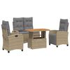 vidaXL 4 pcs conjunto de jantar p/ jardim c/ almofad&otilde;es vime PE bege