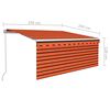 vidaXL Toldo retr&aacute;til manual com estore/LED 3,5x2,5 m laranja/castanho