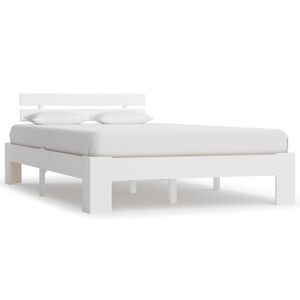 vidaXL Estrutura de cama com cabeceira 140x200 cm pinho maci&ccedil;o branco