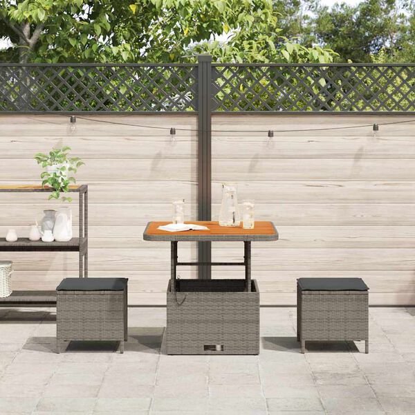 vidaXL Conjunto de Jantar para Jardim Cinzeto vime PE