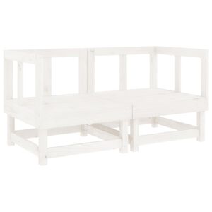 vidaXL Sof&aacute;s de canto para jardim 2 pcs madeira de pinho maci&ccedil;a branco