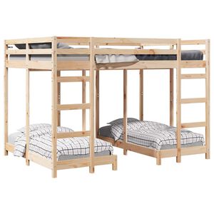 vidaXL Estrutura de Cama Beliche Tripla Castanho 140 x 200 cm