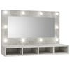 vidaXL Arm&aacute;rio espelhado com LED 90x31,5x62 cm cinzento cimento