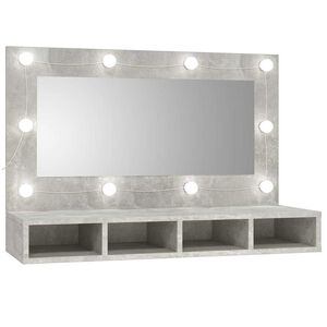vidaXL Arm&aacute;rio espelhado com LED 90x31,5x62 cm cinzento cimento