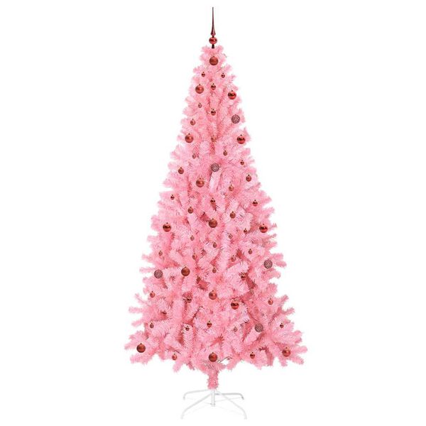 vidaXL &Aacute;rvore de Natal com 300 LEDs com suporte Rosa 240 cm PVC