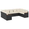 vidaXL 9 pcs conjunto de sof&aacute;s p/ jardim c/ almofad&otilde;es vime PE preto