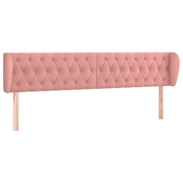 vidaXL Cabeceira de cama c/ abas veludo 183x23x78/88 cm rosa