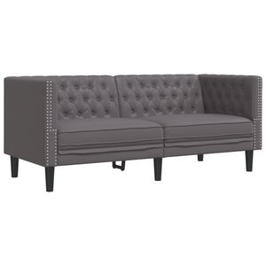 VidaXL Sof&aacute; chesterfield 2 lugares couro artificial cinzento