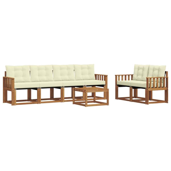 vidaXL Conjunto de Sof&aacute;s para Exterior 7 pcs Natural e Creme
