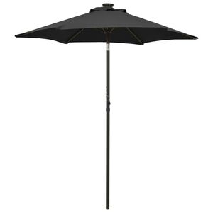 vidaXL Guarda-sol de jardim c/ luzes LED 200x211 cm alum&iacute;nio preto