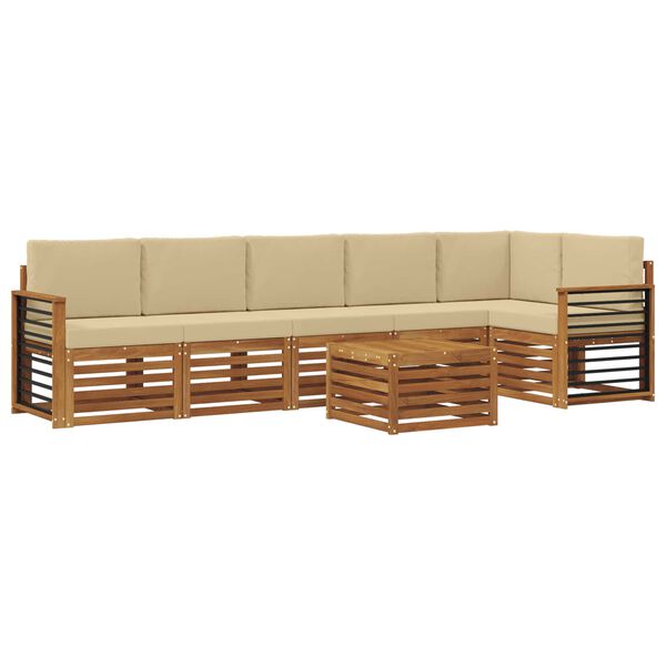 vidaXL Conjunto de Sof&aacute; Sectional com almofada 7 pcs Natural e Bege