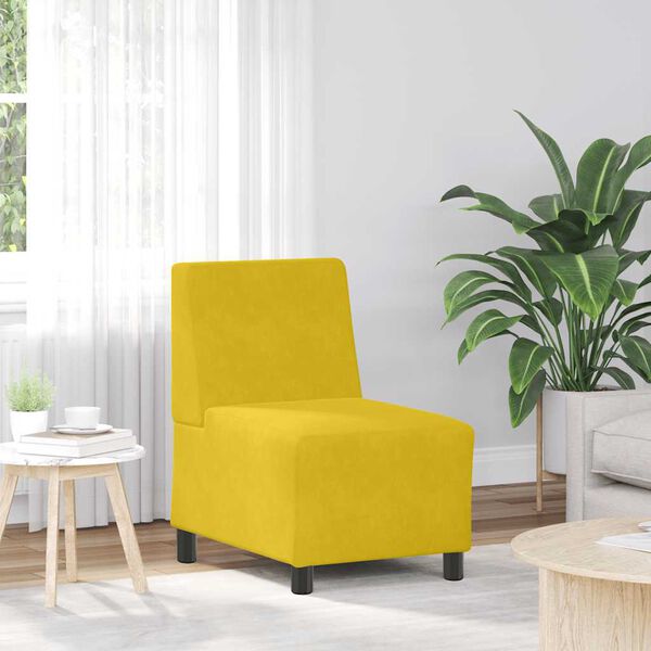 vidaXL Poltrona sem bra&ccedil;os 55 cm veludo amarelo