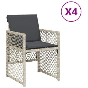 vidaXL Cadeiras de jardim com almofad&otilde;es 4 pcs vime PE cinzento-claro