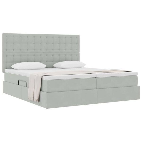 vidaXL Cama com Armazenamento Cinzento-claro 180 x 200 cm Veludo