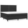 vidaXL Cama com molas/colch&atilde;o 180x200 cm couro artificial preto