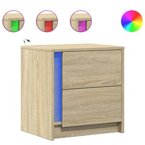 vidaXL Mesas cabeceira c/ LEDs 2 pcs derivados madeira carvalho sonoma