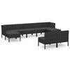 vidaXL 9 pcs conjunto lounge de jardim c/ almofad&otilde;es vime PE preto