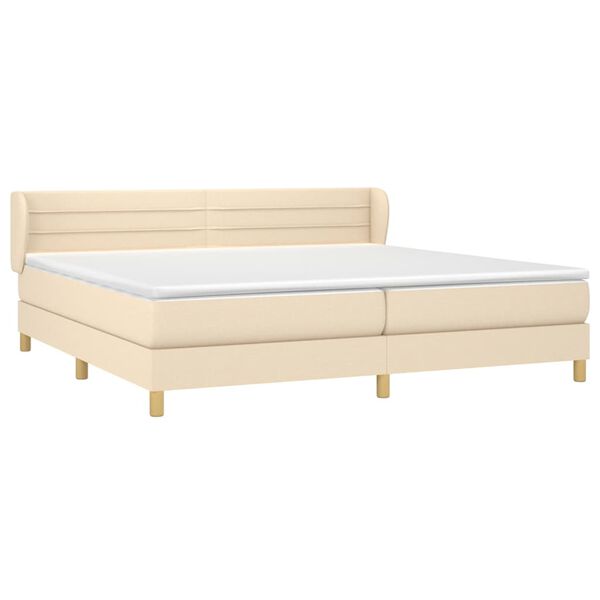 vidaXL Cama com molas/colch&atilde;o 200x200 cm tecido cor creme