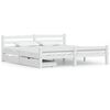 vidaXL Estrutura de cama com 2 gavetas 180x200 cm pinho maci&ccedil;o branco
